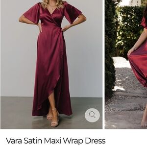 NWT Baltic Born Vara satin wrap dress mulberry sz S